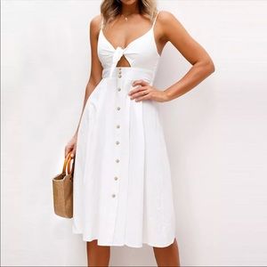 White Front Tie Dress